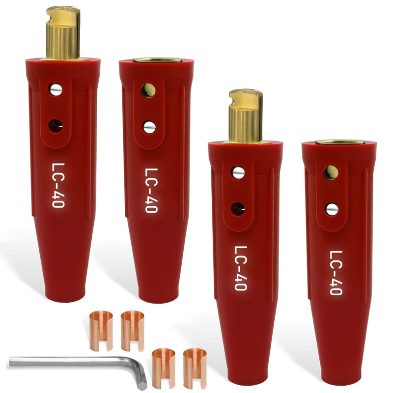 LC-40 PRO Series Welding Cable Connectors Set (4-Pack) (Red) Red