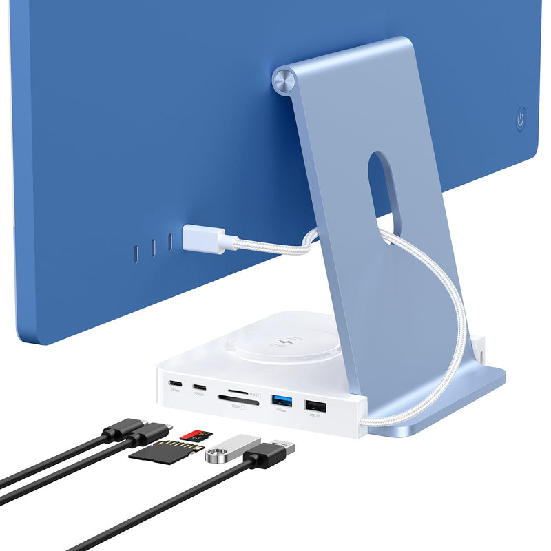USB-C Hub for iMac, Docking Station with SD/TF 3.0, 2× USB-C 10Gbps, 1× USBA 10Gbps, 1×USB2.0, 15W Wireless Charging (External Power Required) | iMac Accessories