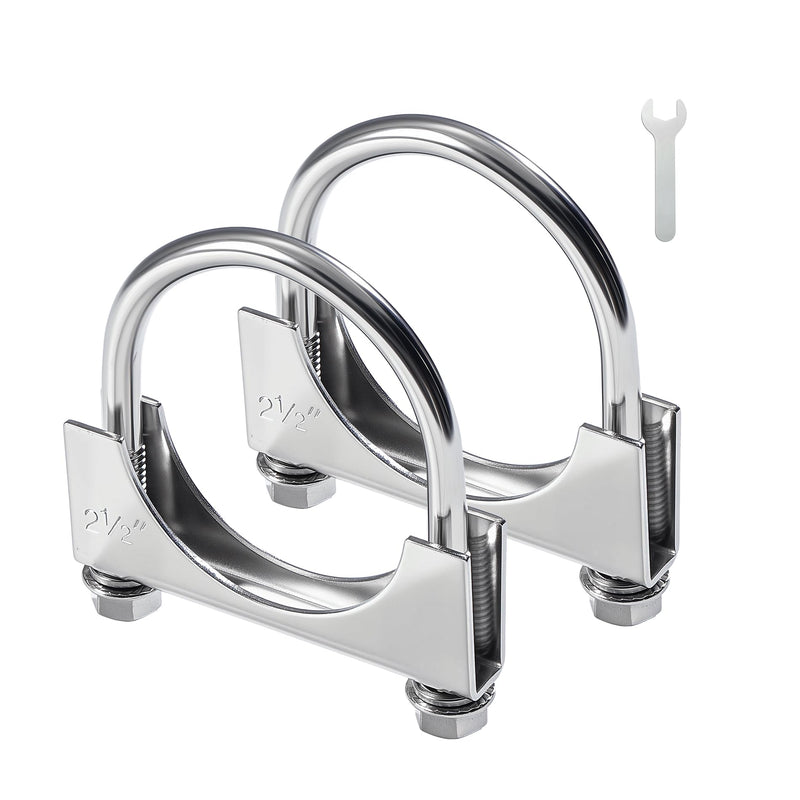 EVIL ENERGY 2.5" Heavy Duty U Bolt Exhaust Clamp, 2 1/2 Inch Stainless Steel U Muffler Clamps, Saddle Style,2PCS 2.5"