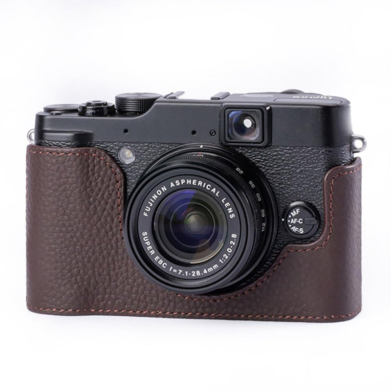 Handcrafted Genuine Leather Camera Case Retro Style Half-Wrap Camera Case For FUJIFILM X10 X20 (Mocha Brown) Mocha Brown