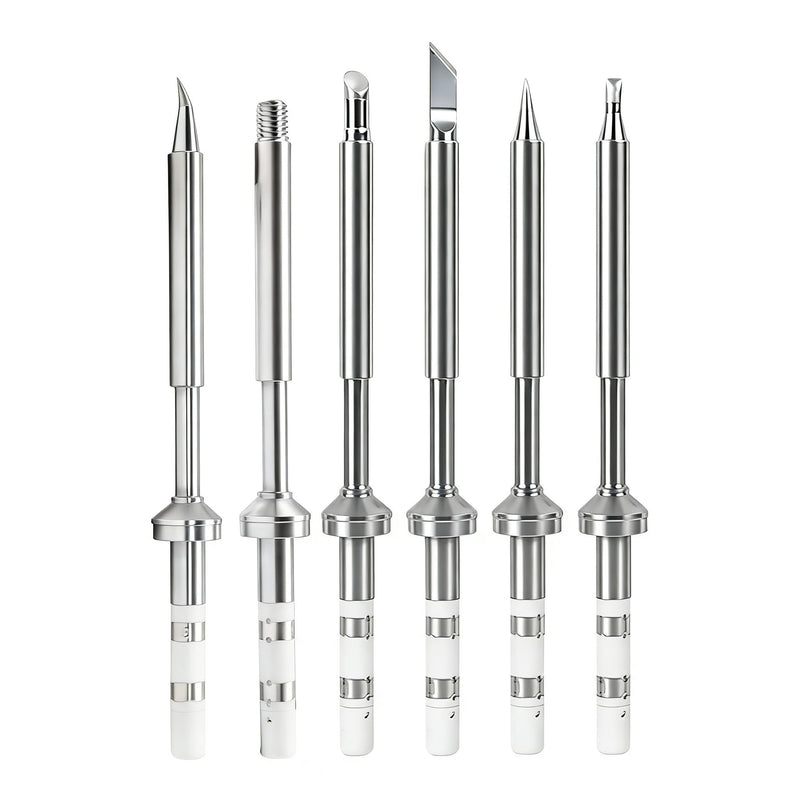 6PCS TS100 Soldering Tips Kit with Threaded Insert Adapter, Compatible with TS100|TS101|/PinecilV2|pine64 Soldering Iron- Includes TS-C4, TS-K, TS-ILS, TS-J02, TS-D24, Fast Heating Ts100-6