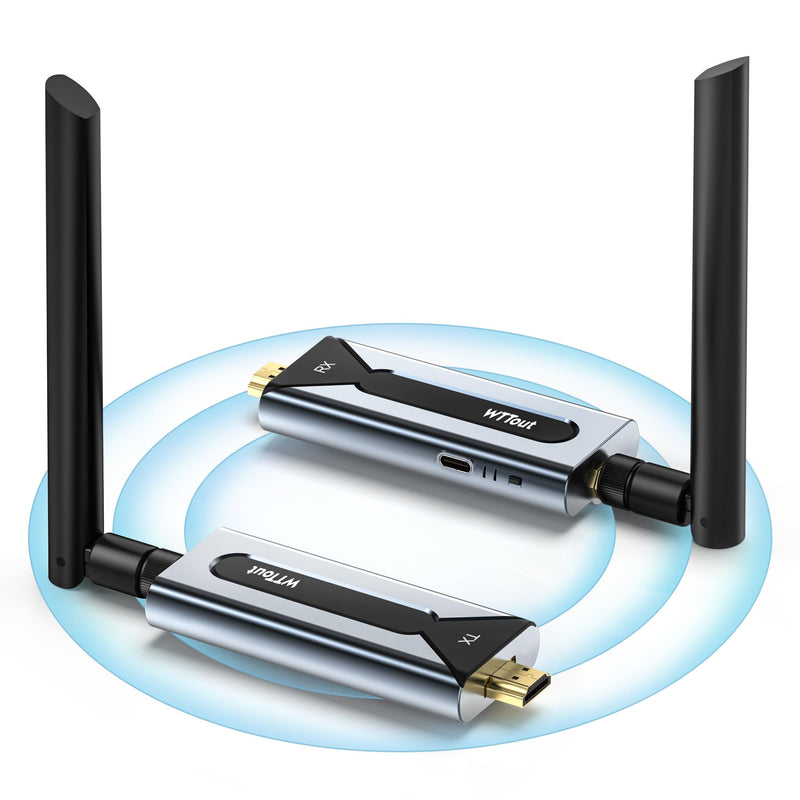 Wireless HDMI Transmitter and Receiver, 492FT Plug and Play Wireless HDMI Extender Kit with Built-in Antenna- 2.4/5.8G Hdmi Transmitter for PC/Laptop/HDTV/Projector/TV Box