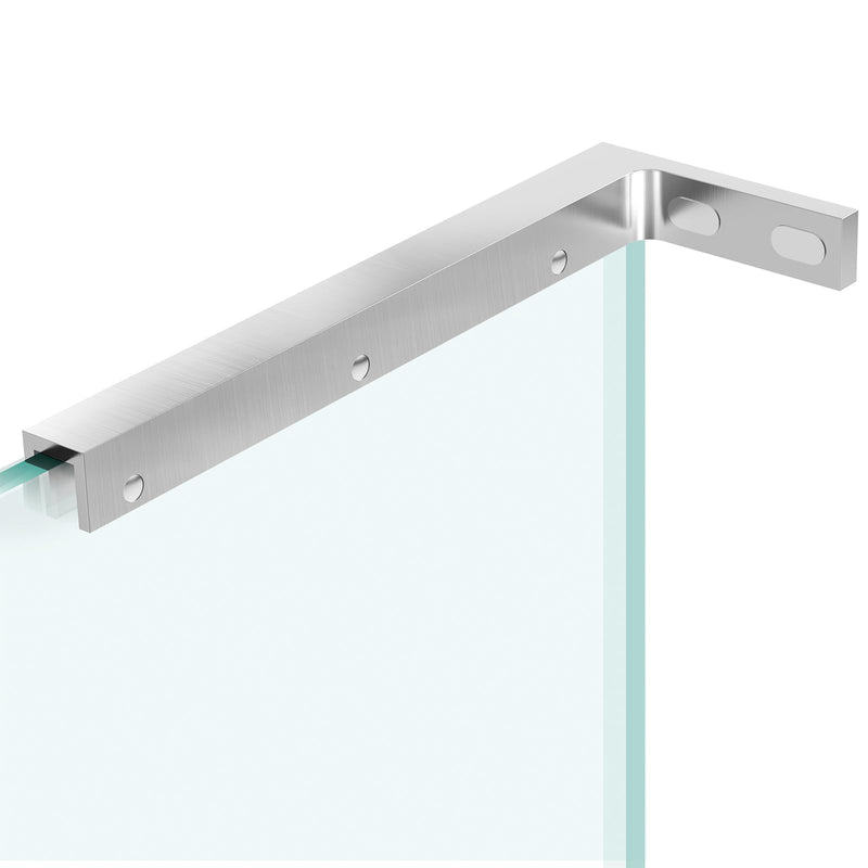 LukLoy Fixed Glass Bracket, Wall to Glass Shower Support Bar, One-Piece Casting L Shape Stabilizer Mounting Bracket for 8-12mm Shower Glass Panel, No Drill in Glass(Brush, Left) Brush