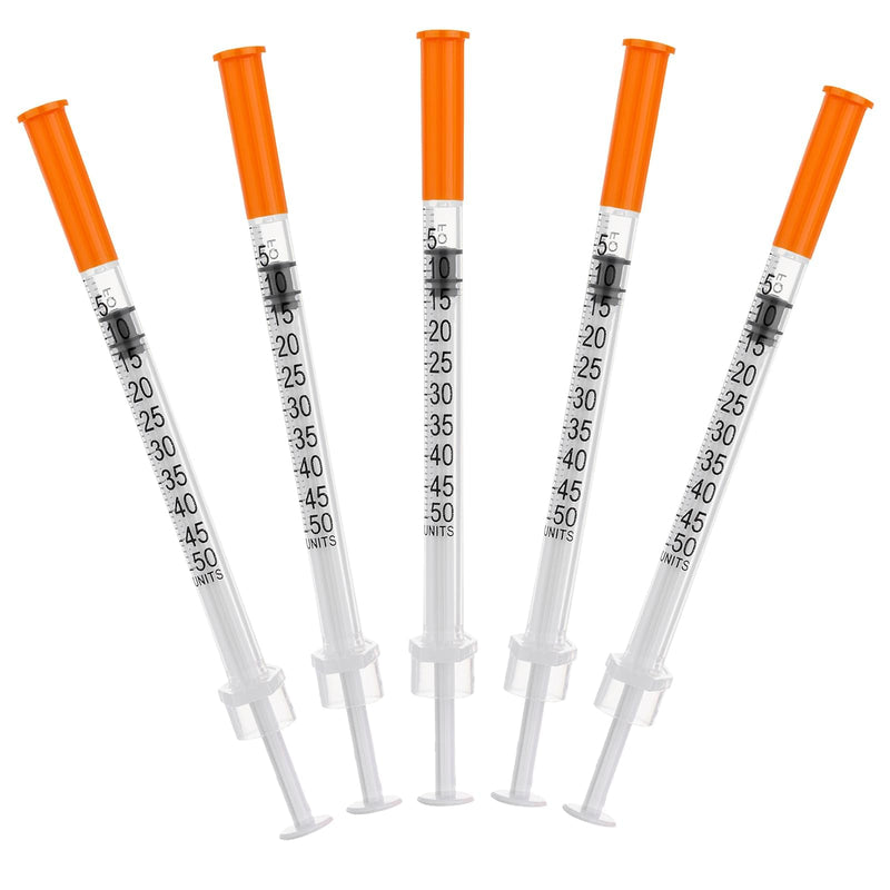 100 Pack 0.5ml Disposable Syringe, 32G 0.5cc 1/4 Inch (6mm) Lab Supplies Syringes, Individually Wrapped 0.5ml 32g 1/4inch 100