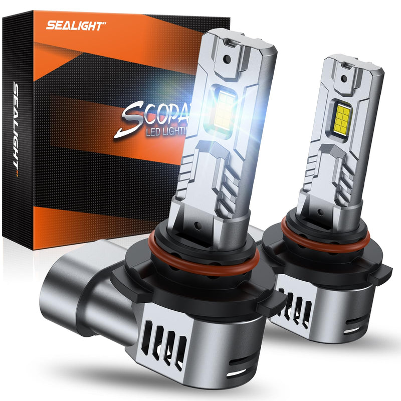 SEALIGHT 9005/HB3 Bulbs 9x Brightness 50000LM Extra Wide View, HB3 9005 LED Fog Bulb Canbus Ready 70000Hrs with 14000RPM Cooling Fan, Pack of 2 S2S 9005