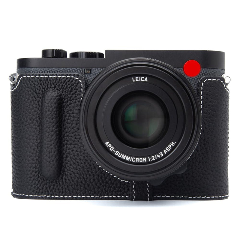 Q3 Vintage Genuine Leather Camera Case Handcrafted Half-Wrap Camera Protector Cover Bag For Leica Q3 (Black) Black