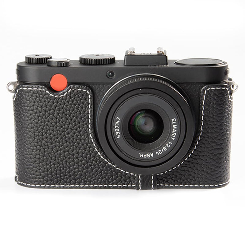 Genuine Leather Retro Camera Case, Half-Wrap Genuine Leather Camera Protector, Compatible For Leica X1 X2 X-E (Black) Black