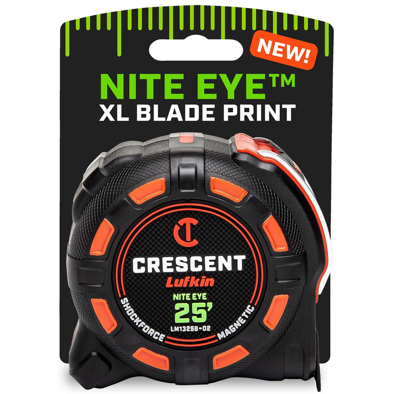 Crescent Lufkin 25 Ft. SHOCKFORCE NITE EYE Magnetic Tape Measure | LM1325B-02 SAE 25' Magnetic