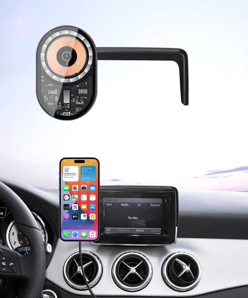 15W Wireless Charger Car Phone Holder for Mercedes-Benz CLA/GLA-Class 2015 | 5.8" Screen Magsafe Accessories Fast Charging Magnetic Cell Phone Holder Clip Compatible with iPhone Android, 3D Fit Bracket 5.8-inch for 2015 CLA/GLA