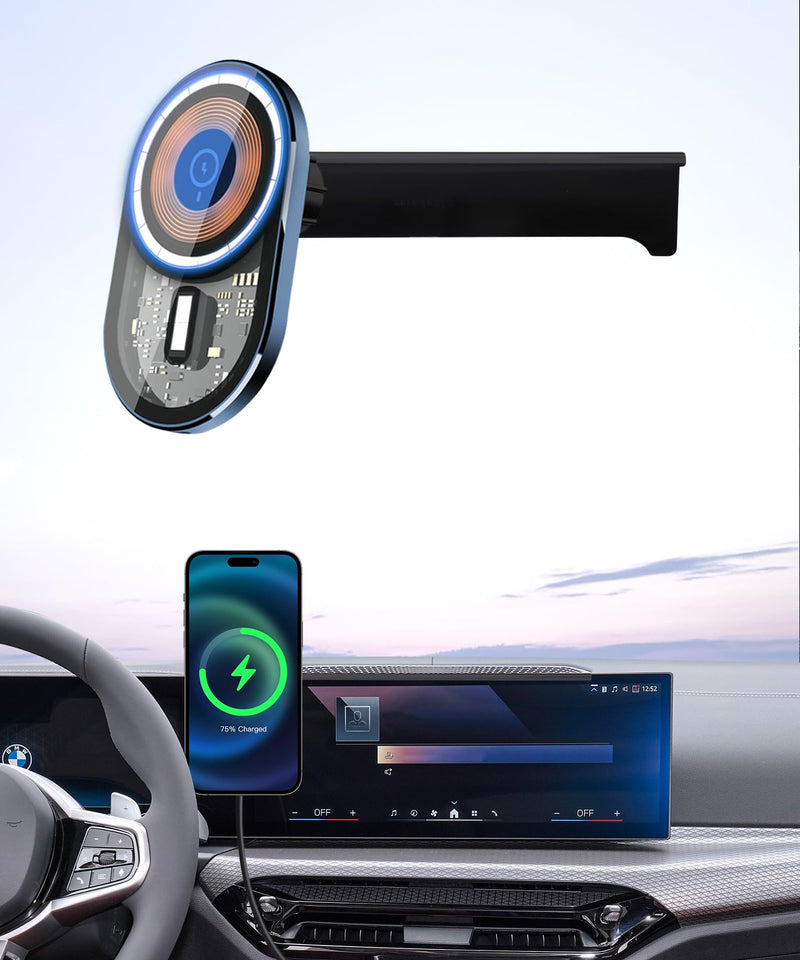 Wireless Charging Car Phone Holder for BMW 2/3/4 Series 2023-2026, i4 22-26 | 2 Series 2025-2026,4 Series 24-26,Magsafe Accessories Fast Charging Magnetic Cell Phone Holder Compatible with iPhone Android 14.9-inch for 3 Series/ 4 Series/ 2 Series/ i4