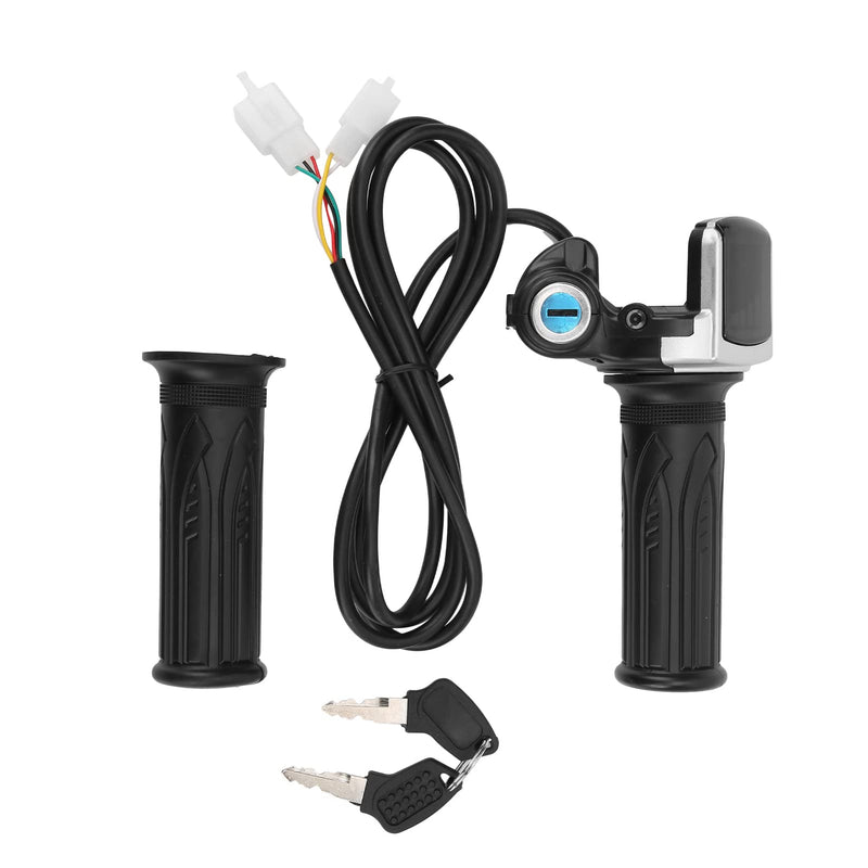 48V Half Twist Throttle, Electric Bike Throttle with LED Display Grip Lock Key Set for Ebike Motorcycle Scooter