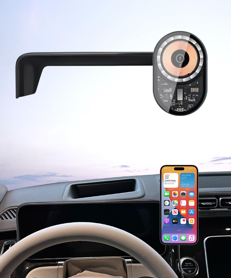 15W Wireless Charger Car Phone Holder for Mercedes-Benz S-Class 2021-2026 | 12.3" Screen Magsafe Accessories Fast Charging Magnetic Cell Phone Holder Clip Compatible with iPhone Android, 3D Fit Bracket