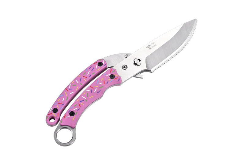 Heavy Duty Kitchen shears, all Purpose shears for food, Poultry Scissors, Stainless Steel Kitchen Scissors for camping, baking G10 Donut Pink