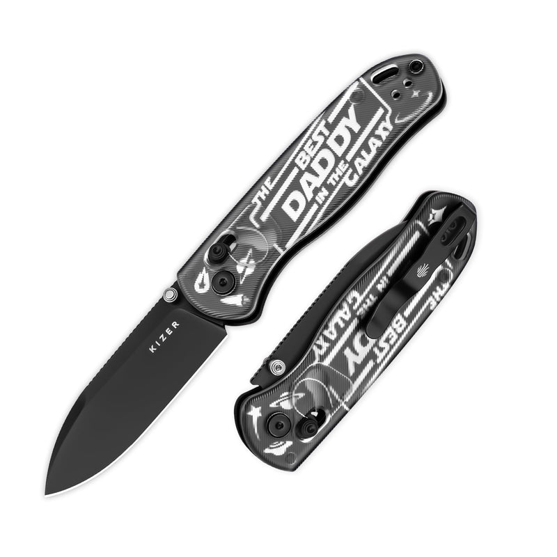 Kizer Drop Bear EDC Pocket Knife, 2.97” Nitro-V Blade Acrylic Handle Folding Knife with Thumb Stud Opener, Clutch Lock EDC Knives for Father Dad Gift V3619A11 Acrylic-11