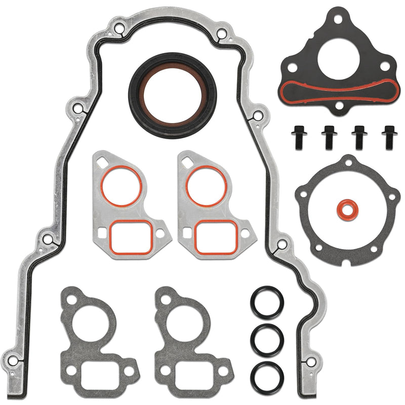 Timing Cover Gasket Set & Camshaft Retainer Plate Gasket Fits 4.8L 5.3L 5.7L 6.0L 6.2L LS Gen III IV V Engine - LS1 LS2 LQ4 LQ9 LS3 L92 L94 L76 L77 LY6 L96 Replace# TCS45993 12633904 12589016