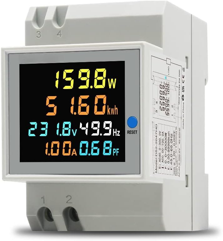Single Phase Energy Meter Din Rail Electricity Usage Monitor AC 40-300V 100A Voltmeter Ammeter Watt Kwh Frequency Power Meter Built-in CT 110V (D52-2066-WIFI Built-in-CT) D52-2066 Built-in-CT