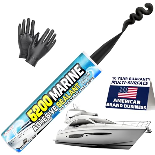 [Black] 5200 Marine Sealant for Boats & RVs-Fast-Cure (30 Mins), Waterproof, UV-Resistant, High-Bond Adhesive Sealant for Hulls, Decks,Fiberglass, Wood & Metal-Eco-Friendly, Low Odor Pond Sealant Black 1A