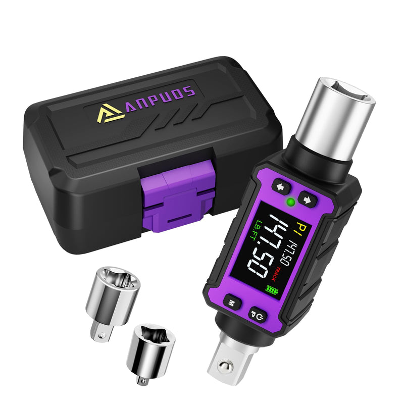 ANPUDS 1/2" Digital Torque Adapter Set (2.9-147.6 Ft-lb / 4-200 Nm) | Slim Electronic Torque Wrench Converter for Confined Spaces, ±2% Accuracy Torque Meter for Automotive, Motorcycle Repair 2.9-147.6 Ft.lb/4-200 Nm