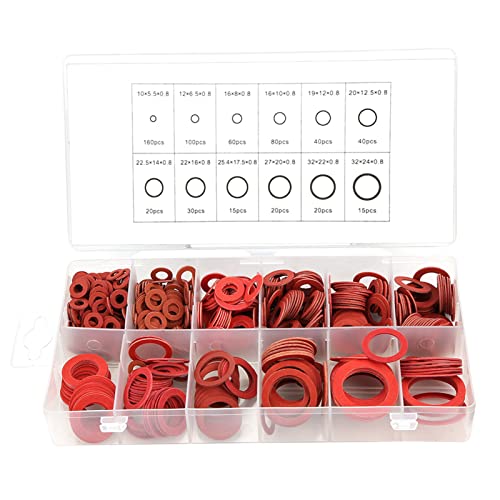 600PCS Faucet Washers Assorted Kit, 12 Sizes Red Rubber Washers Plumbing, Parts Washer with Box, for Household Commercial Appliances