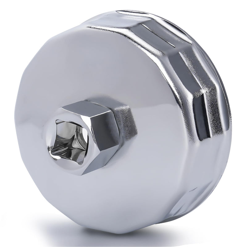 74mm 14Flutes Oil Filter Cap Wrench Removal Tool Socket Compatible with Mercedes Benz, Audi, Sprinter, VW, Porsche, Volkswagen, Mazda, Heavy-Duty Silver Alloy Steel