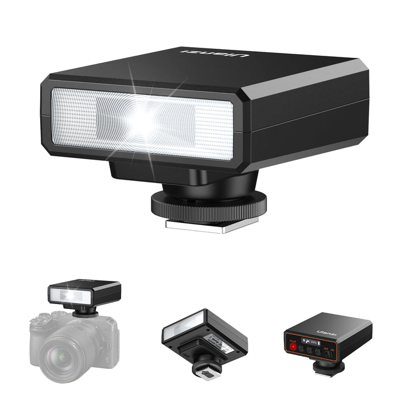 Ulanzi F12 Camera Mini Flash, GN12/CCT 5600K Speedlite for Canon Sony | Hot Shoe Mount External, Portable Flash Light For DSLR, Built-In Battery Rechargeable, for Nikon Panasonic Olympus Pentax Black