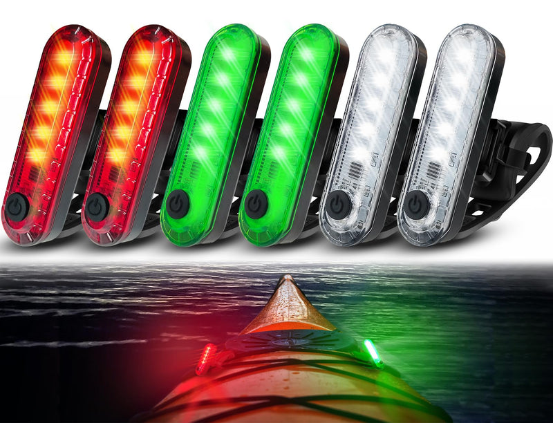 Amzonly 6Pack Kayak Lights for Night Kayaking- Battery Operated Navigation Lights for Boat, Jet Ski, Dinghy and Paddle Board