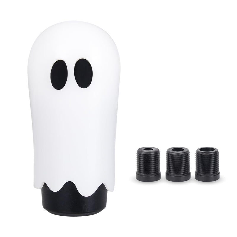 muge racing Ghost Shift Knob, Aluminum Weighted Automotive Gear Shift Manual knobs Lever with 3 Threaded Adapters M8 M10 M12 x 1.25, Universal for Vehicle Funny Cool Spooky Car Accessories (White) White