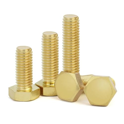 M8 x 16mm Brass Hex Head Bolts - 10 Pieces, External Hex Thread Screws for Appliances, Furniture, DIY Projects, Machinery Repair M8*16mm