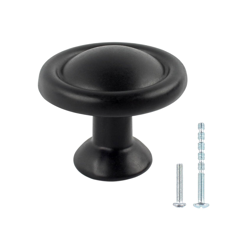 TamBee 30 Pack Cabinet Knobs 1-1/4 Inch Matte Black Round Drawer Knobs | Solid Aluminum Kitchen Cabinet Hardware Dresser Knobs for Cabinets Cupboard Bathroom 30 PCS
