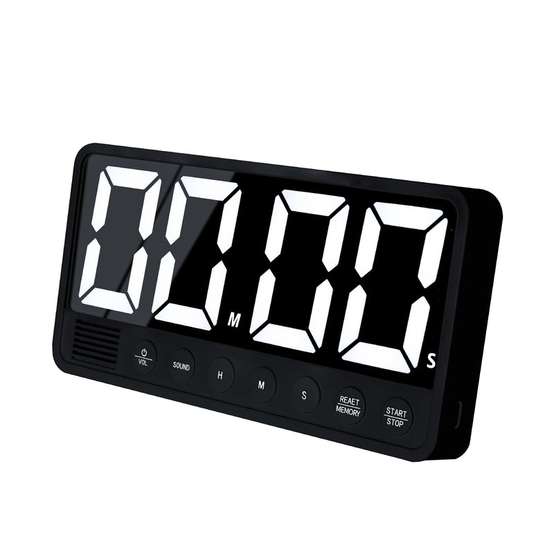 FCXJTU Digital Kitchen Timer - 7.1” Extra Large Display LED Magnetic Rechargeable Countdown/Up Timer, w/6 Alarms 4 Levels Volume Memory Function for Cooking, Classroom, Office, Home Gym(Black) Black