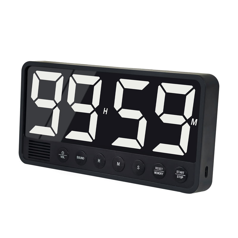 Digital Kitchen Timer with 7.1” Extra Large Display, Rechargeable Magnetic LED Countdown/Up Memory Timer with 6 Alarms & 4 Volume Levels for Cooking, Classroom, Office, Home Gym (Black) Black