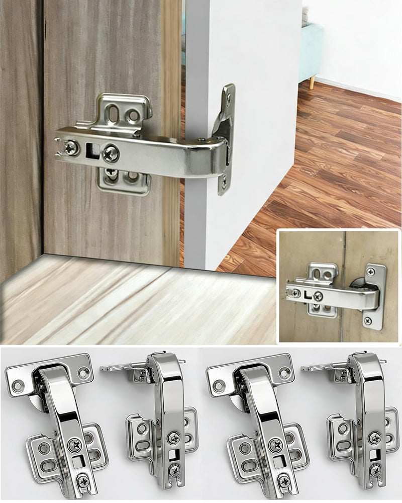 4 Pcs Lazy Susan Hardware 90 Degree Kitchen Hinges Concealed Hydraulic Cabinet Door Hinge DTC 90 Degree Hinges Full Coverage Adjustable Installation Door Hinge