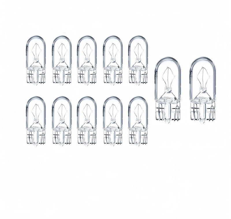 12 Pack 2825 Bulb Long Life Tail light 168 W5W 1/4 Wedge Base 12V 5W Clear for Cars Landscape RV Camper T10 Replacement for 147 152 158 159 161 184 192 193 259 280 285 447 464 501