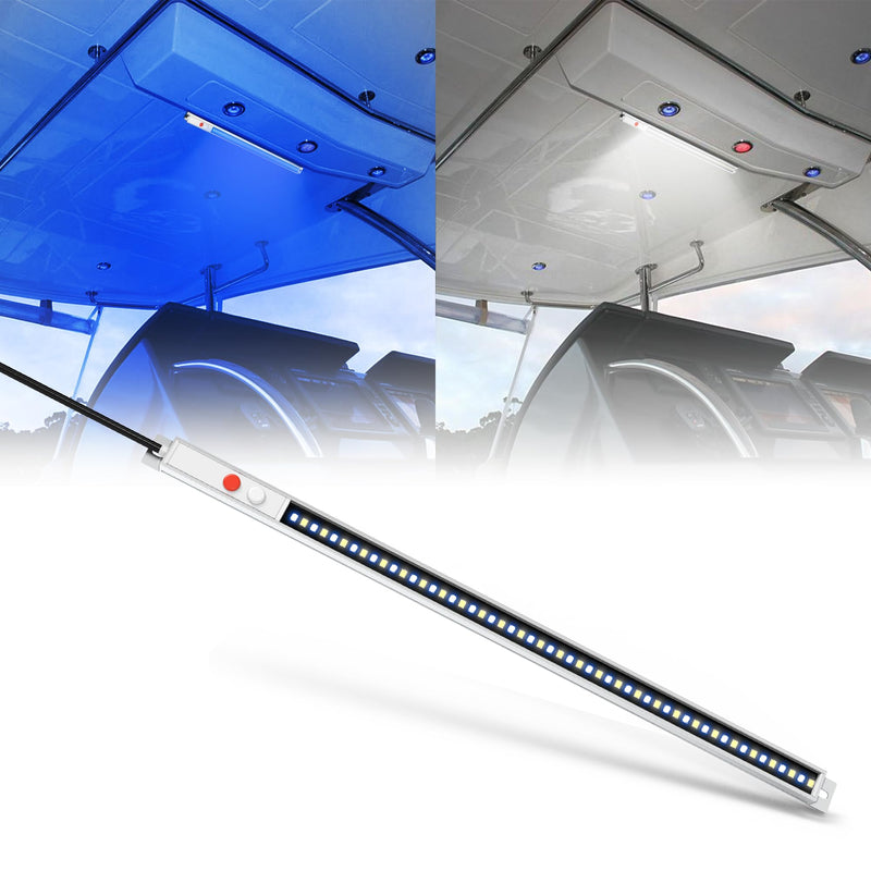 LED Boat Interior Lights 14.5 Inch Aluminum White Blue Dual Color T-Top LED Marine Courtesy Light Strip with Magnet Dimmable lighting for Deck Cockpit Cabin Porch Yacht Sailboat 9-30V