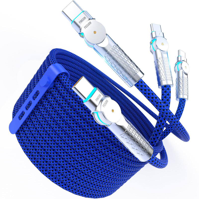 USB C to USB C Cable10ft,240W 2-Pack Braided 180°Rotating Type C Charging CableFast Charge for iPhone 15/16/16Pro/16Plus/16ProMax,MacBook Air,iPad Pro,Pixel,Samsung Galaxy S23/S24 Ultra-Blue 10FT Blue