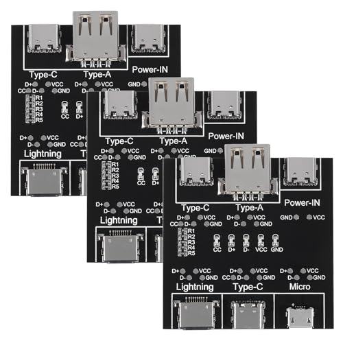 3pcs Data Cable Detection Board DT 3, USB Cable Tester Board USB Cable Checker Data Wire Charging Test Card Type-C Micro