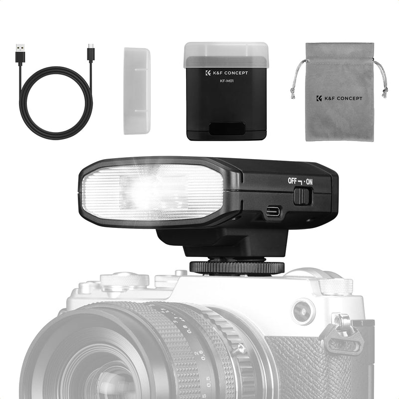 K&F CONCEPT Camera Flash Light, 2000mAh, with Single Contact Hot Shoe | Camera Speedlite, Compatible with Canon/Fujifilm/Olympus and Other DSLR Digital Cameras, KFM01