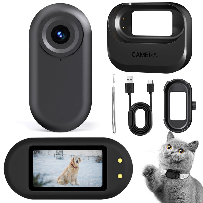 Mini Body Camera, 1080p Wearable Thumb Size Cam with Charging Case, Pet Camera, POV Cam with Motion Detection, Photo Shooting, Video Recording for Cat, Dog, Sport, Waterproof, Black