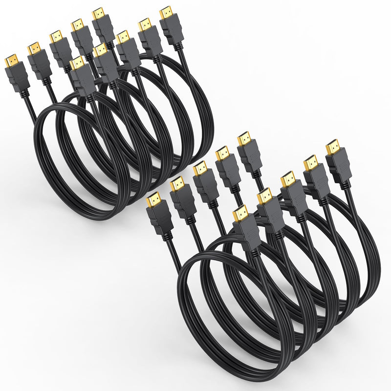 4K HDMI Cable 3FT 10-Pack, HDMI to HDMI 3 Foot High Speed HDMI 2.0 Cable Shielded Cord with Ethernet Support 4K@60Hz, 2K, HDR, ARC, 3D Compatible with Monitor, Roku/Fire TV, Laptop, PS5/4, Blu-ray 3.3FT