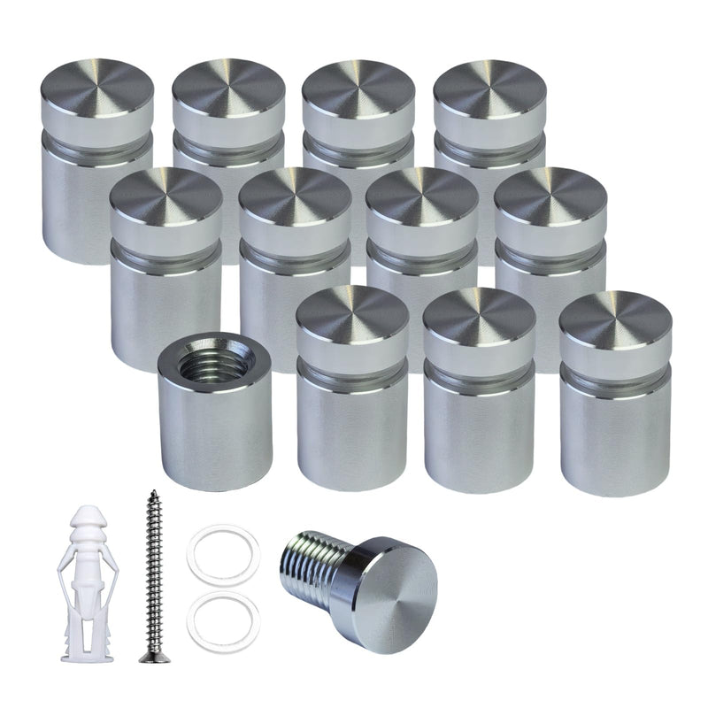 Pack of 12 Aluminum Standoff Screws Wall Sign Standoff Mounting Hardware Standoff Mounts for Acrylic Picture Frame (12, Silver, 1/2" x 1/2") 1/2" x 1/2"