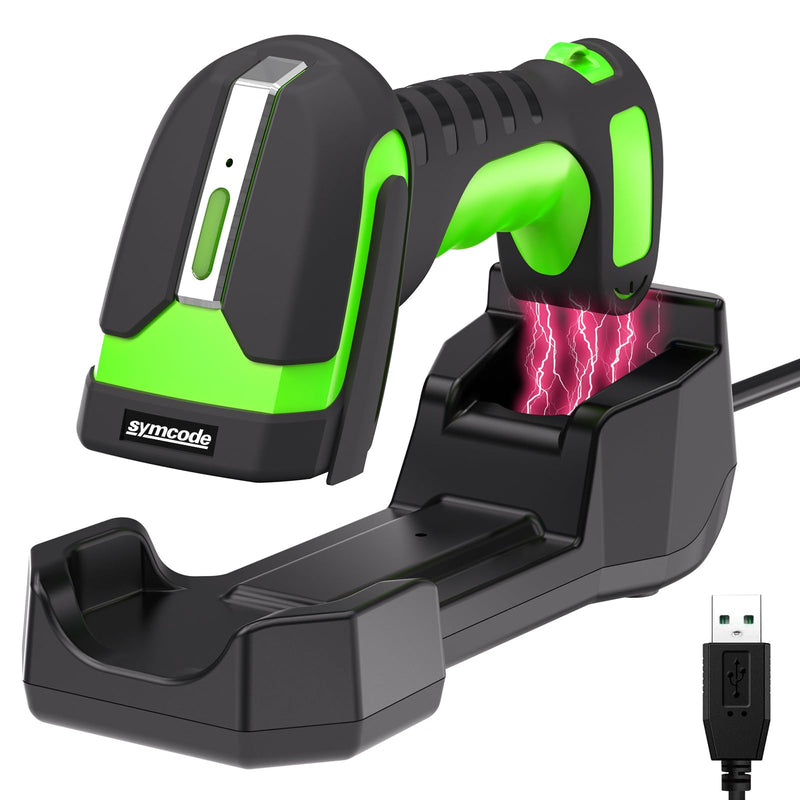 Industrial 433Mhz Wireless Barcode Scanner with Charging Cradle,IP65 Drop-Proof 2-in-1 Bluetooth and 433Mhz Barcode Reader for Laptop Desktop Tablet Android iOS,ipad LB