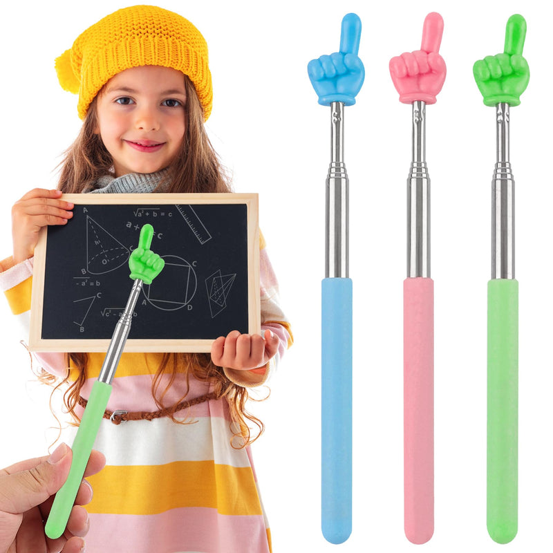 3 Pack Telescoping Pointer for Teachers Classroom - Extendable Hand Finger Pointers Kids Reading - Retractable Pointing Stick