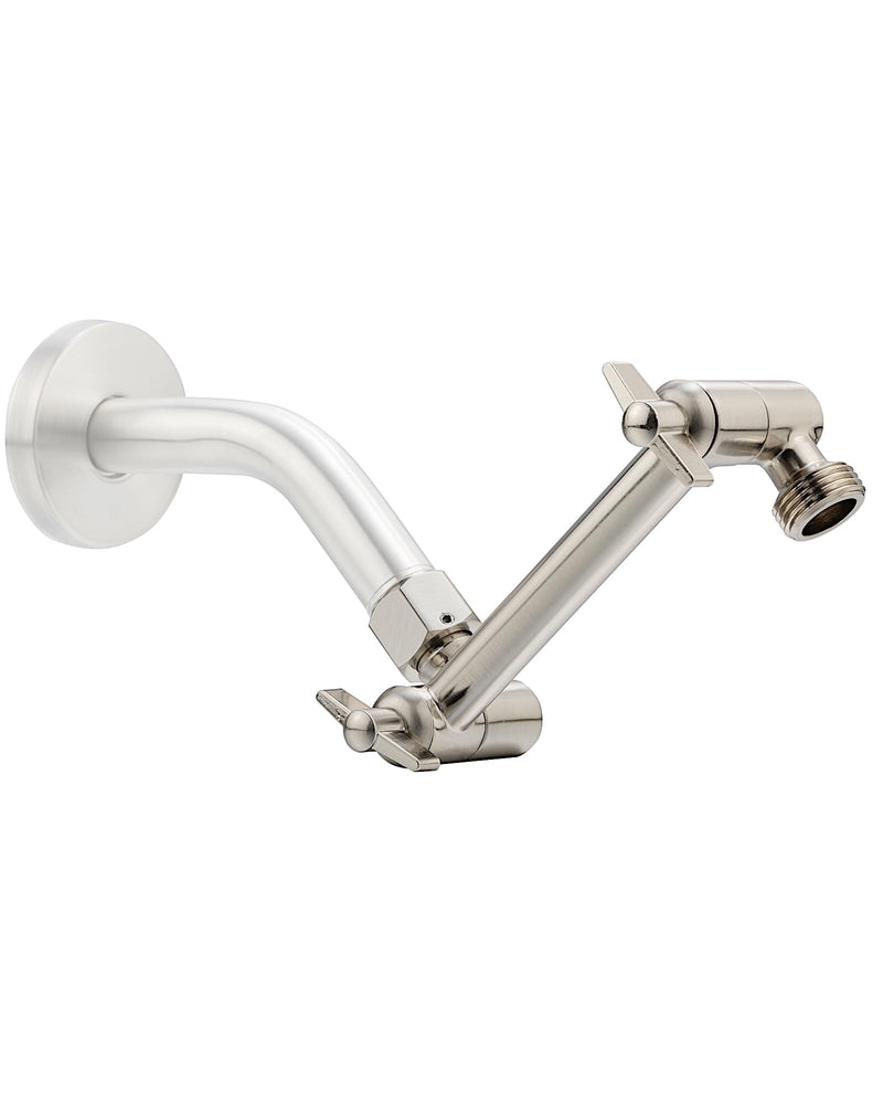 5 Inch Adjustable Shower Head Extension Arm With Locking Set Screw, Singing Rain 304 Stainless Steel Nickel Brushed Angle Height Adjustable, G1/2 Universal Connector Compatible (Nickel Brushed) 5 inch 2. Nickel Brushed