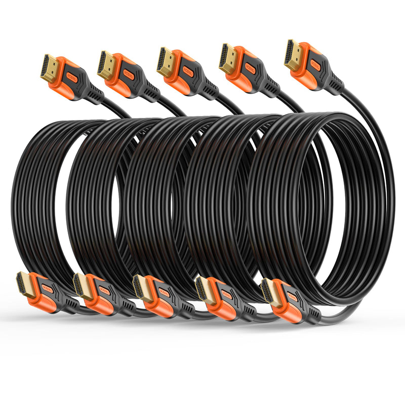 4K HDMI 2.0 Cable, 10FT, 5-Pack, 18Gbps | Long Reach for Home Theater and Gaming, 4K@60Hz, 2K@240Hz, HDR10, 3D, ARC, Dolby, HDCP 2.2 Orange
