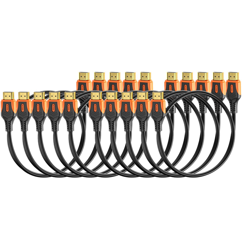 4K HDMI 2.0 Cable 3FT 10-Pack, High Speed 18Gbps HDMI Cord for Neat, Support 4K@60Hz & 2K@240Hz, HDR10, ARC, Dolby, DTS, HDCP 2.2 for TV, Monitor, PC, Laptop, HDMI Switch/Splitter, HUB, KVM Orange