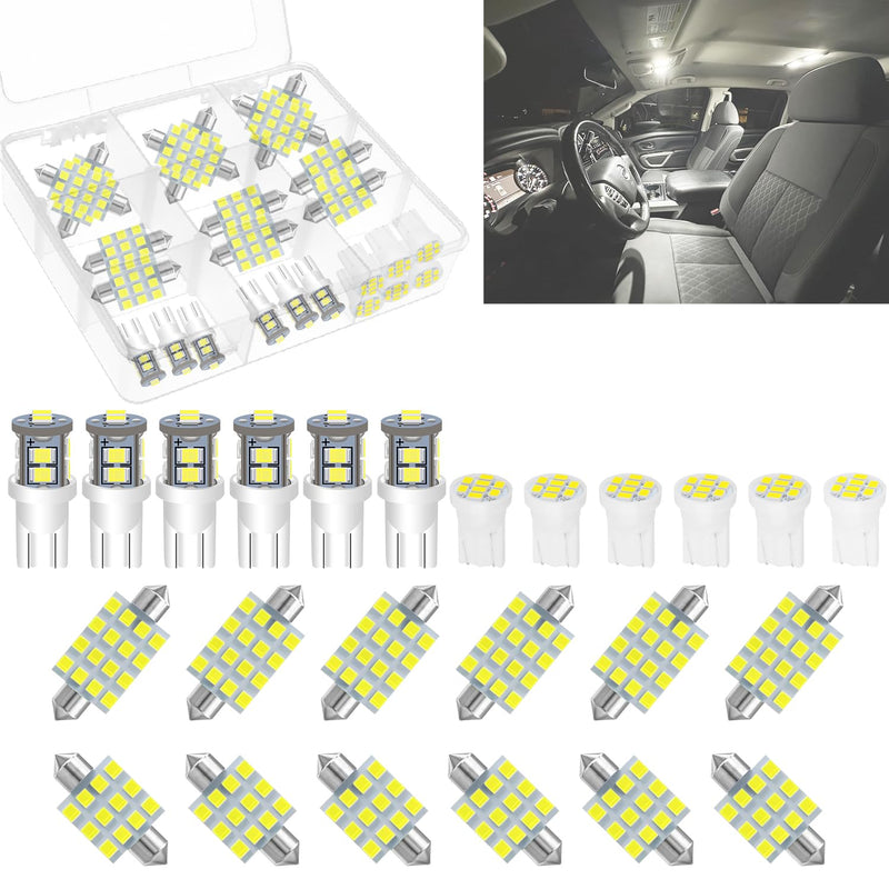 24 Pieces Car interior led lights Dome Light Kit Set, Super Bright White T10 194 578 41mm DE3175 31mm LED Bulb Replacement for Car Indoor Map License Plate Door Side Marker Trunk Light