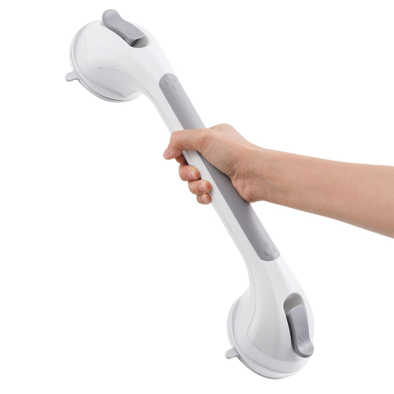 Shower Handle 1 Pack, 17 Inch Grab Bar for Bathtubs and Showers, Strong Suction Cup Safety Handrail for Seniors, Elderly, Injury Recovery, No Drilling Waterproof Bathroom Grip, Grey