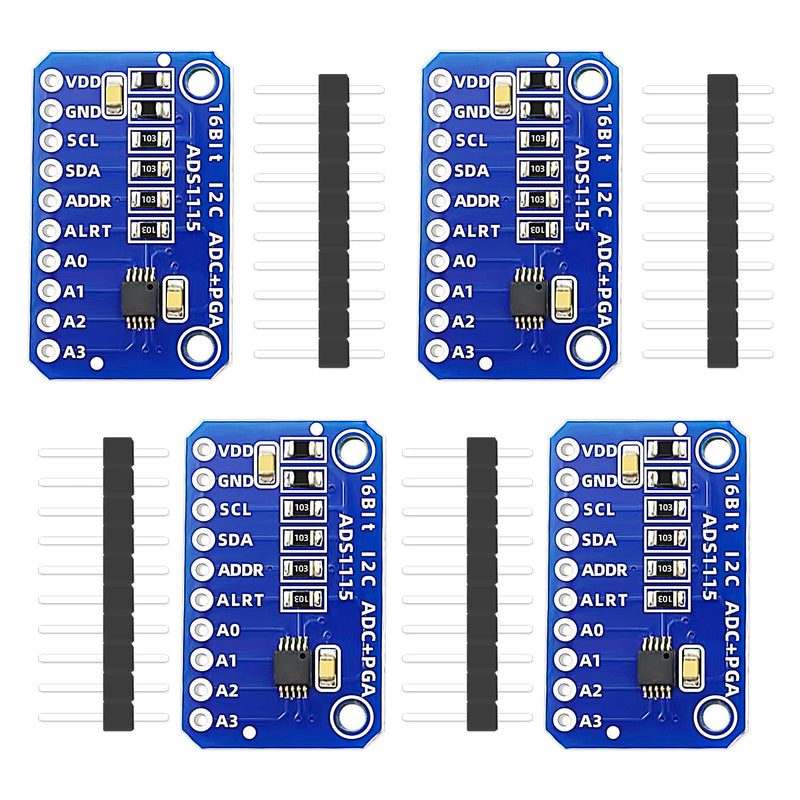 4PCS ADS1115 16 Bit 16 Byte 4 Channel I2C IIC Analog-to-Digital ADC PGA Converter with Programmable Gain Amplifier High Precision ADC Converter Development Board