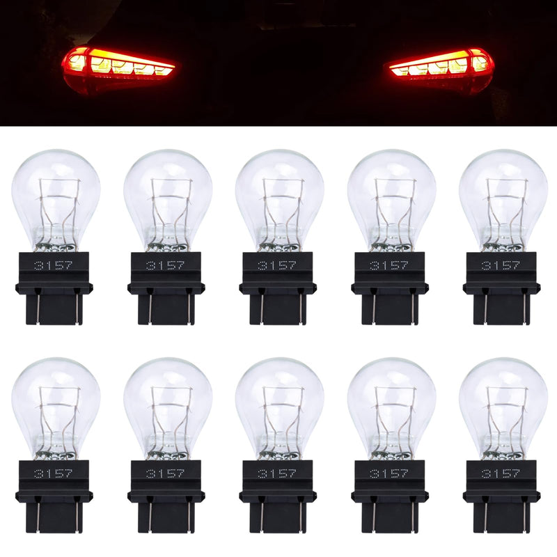 10 PCS 3157 Tail Light Bulb, Miniature Brake Light Bulb, Waterproof Turn Signal Bulb, Automotive Side Marker Tail Light Replacement for Truck SUV Car (White)
