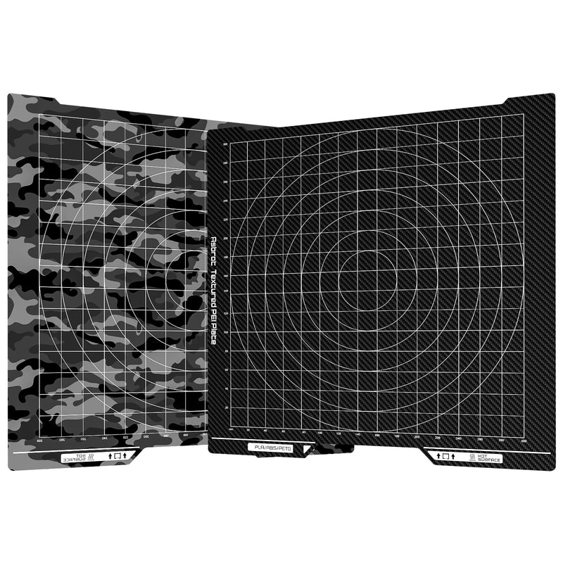 Camouflage and Carbon Fiber Pattern Transfer to Prints, 3D Printer Build Plate Compatible with Bambu-Lab H2D, Strong Adhesion and Easy Release Spring Steel Sheet